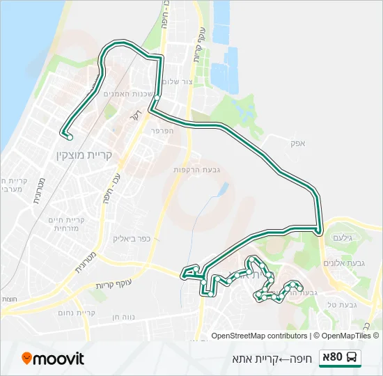 מפת המסלול של קו  80א