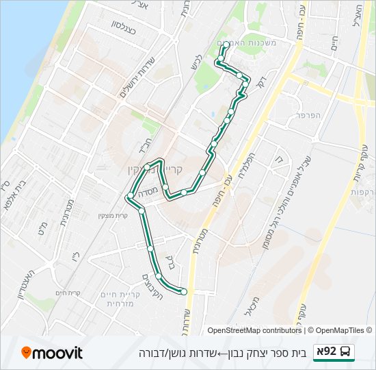 92א Bus Line Map