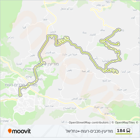 מפת המסלול של קו 184 מפת המסלול של קו 184