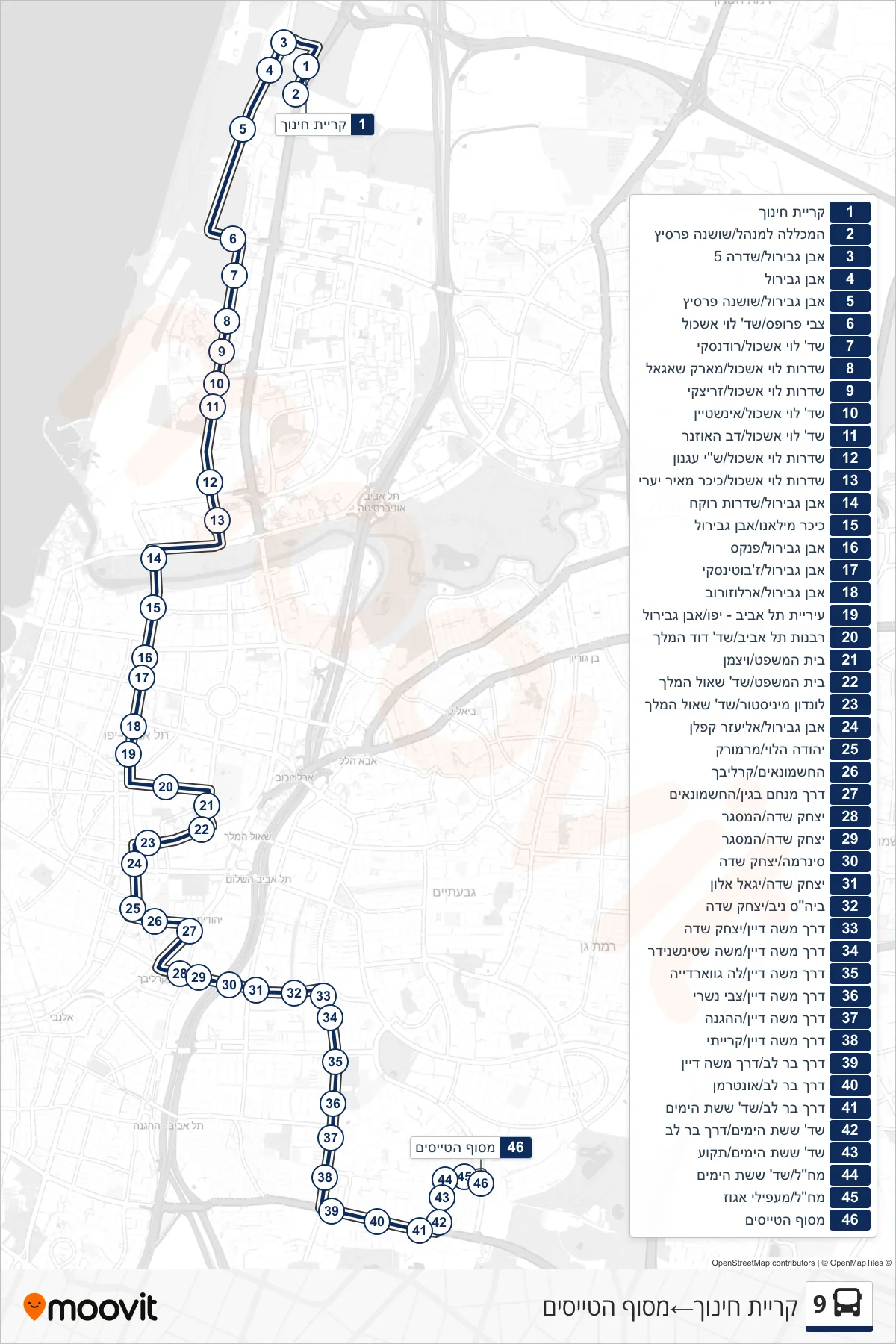 9 bus Line (Education Campus‎→Pilots Terminal) route and stops on a map