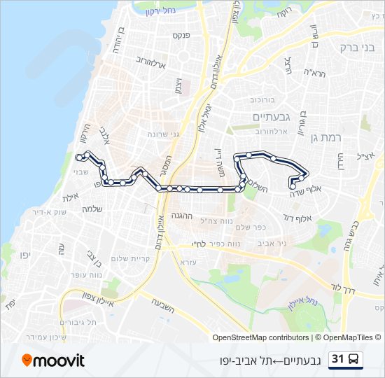 מפת המסלול של קו  31