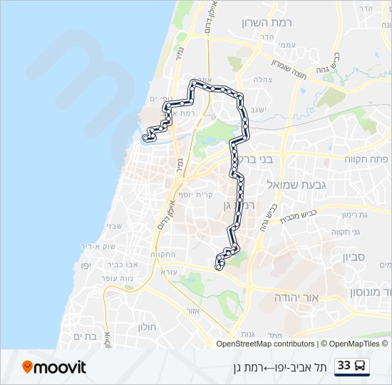 מפת המסלול של קו Bus 33