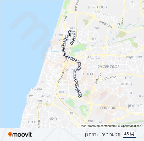 מפת המסלול של קו  45