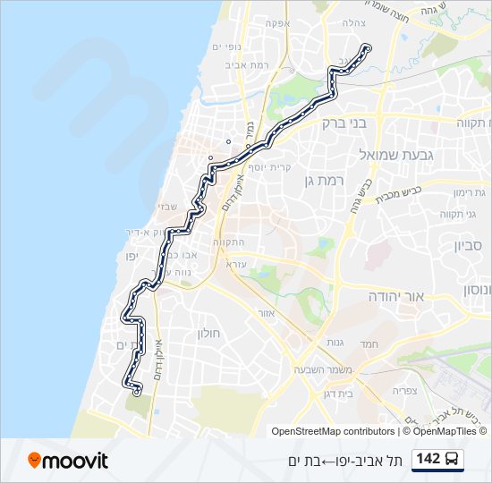 מפת המסלול של קו  142