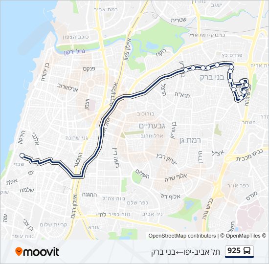 Автобус 925: карта маршрута