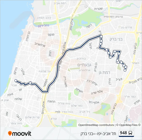 מפת המסלול של קו  948