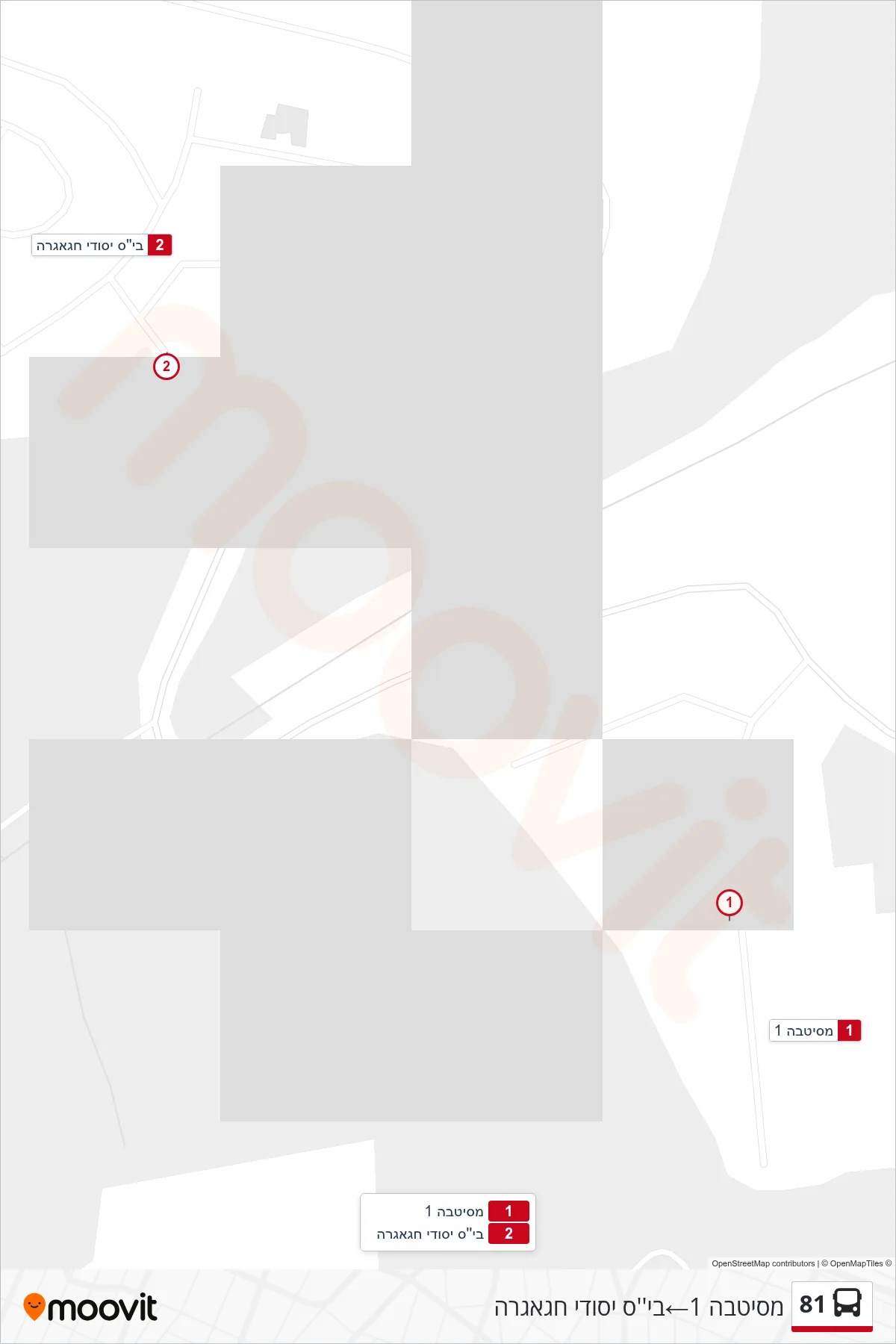 81 bus Line (Musitba 1→Hajajra Elementary School) route and stops on a map