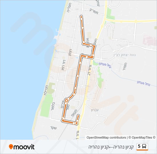 מפת המסלול של קו  5