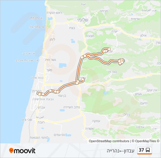 מפת המסלול של קו  37