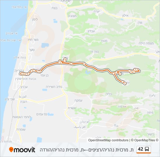 מפת המסלול של קו Bus 42