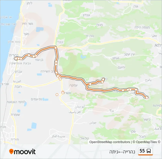 55 Bus Line Map