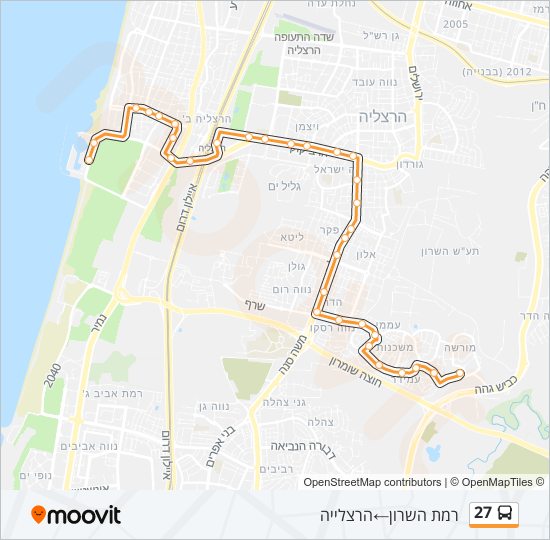 מפת המסלול של קו  27