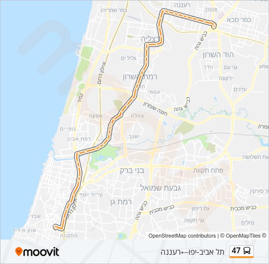 מפת המסלול של קו  47