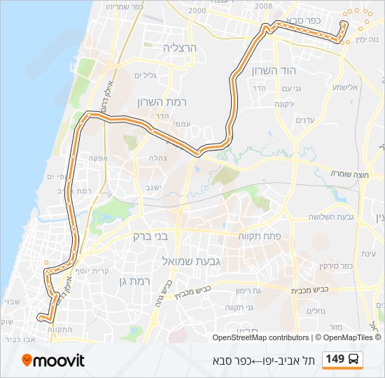 מפת המסלול של קו  149