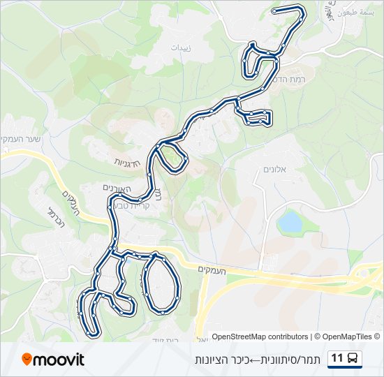 מפת המסלול של קו  11