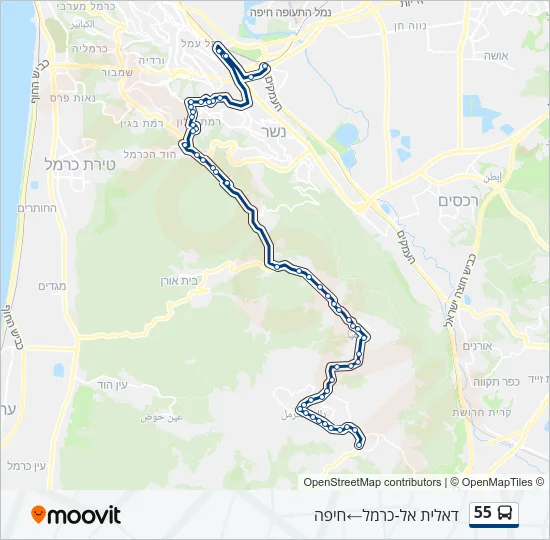 55 Bus Line Map