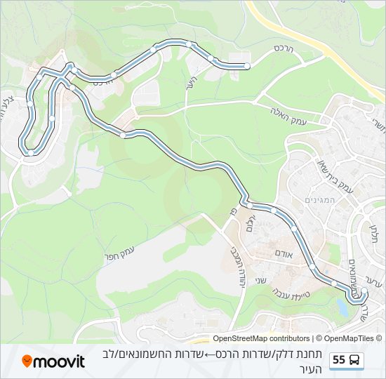 Автобус 55: карта маршрута