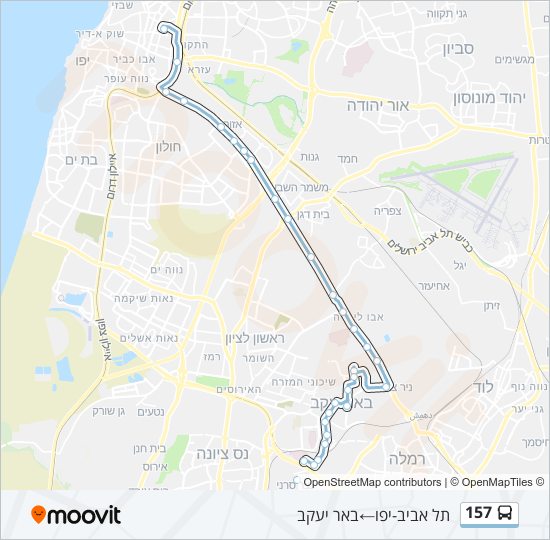 מפת המסלול של קו  157