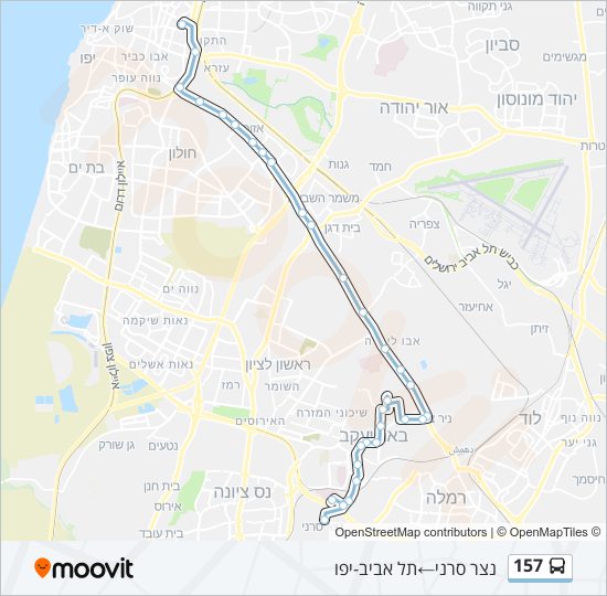 מפת המסלול של קו  157