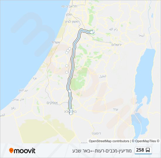 מפת המסלול של קו  258