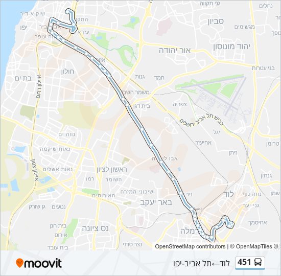 מפת המסלול של קו  451