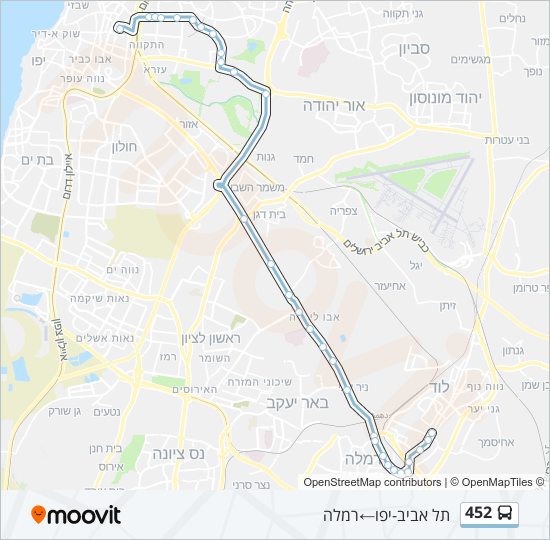 מפת המסלול של קו  452