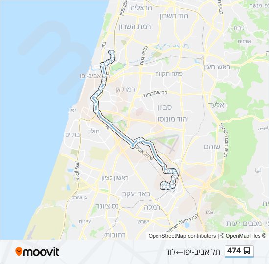 מפת המסלול של קו  474