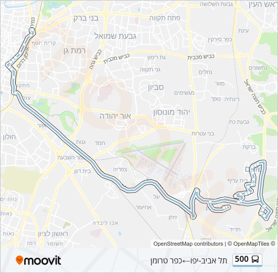 מפת המסלול של קו  500