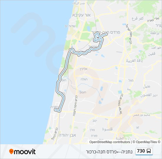 מפת המסלול של קו  730