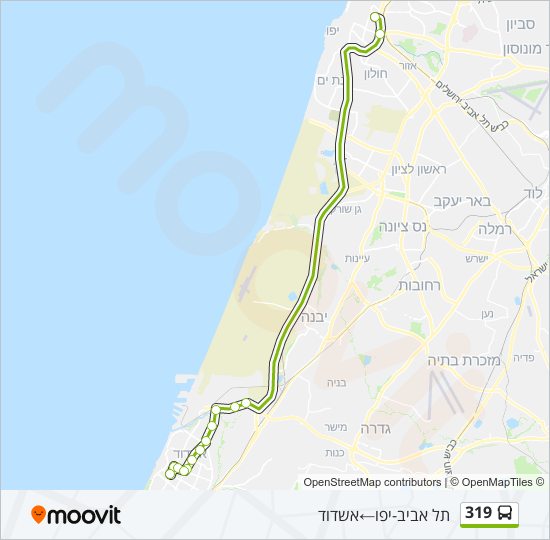 מפת המסלול של קו  319