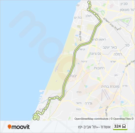 מפת המסלול של קו  324