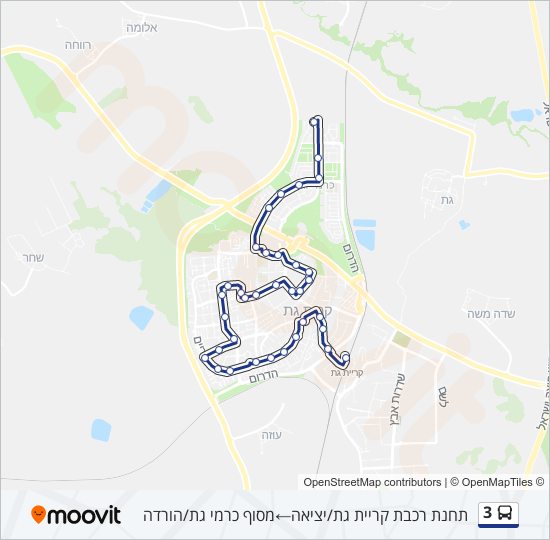 מפת המסלול של קו Bus 3