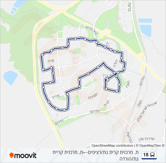 מפת המסלול של קו  18