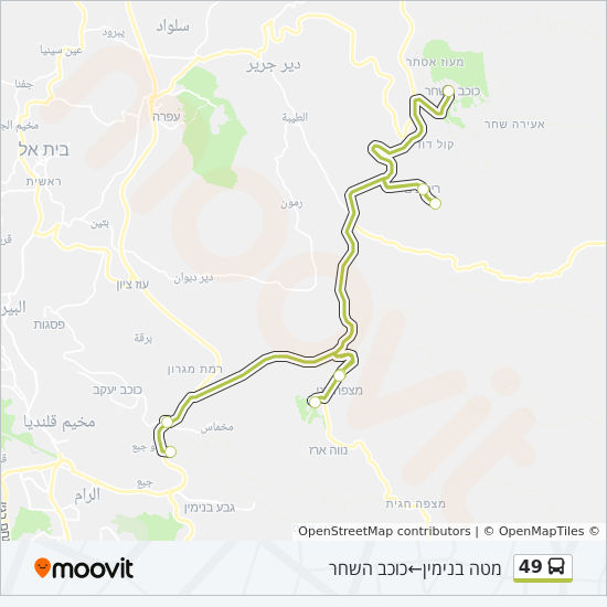 מפת המסלול של קו 49 מפת המסלול של קו 49