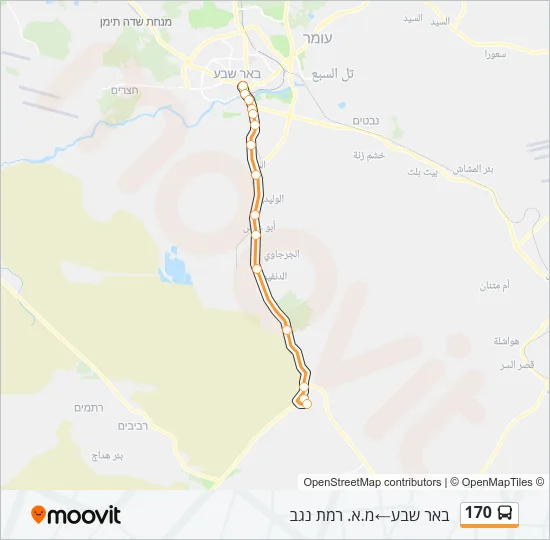 מפת המסלול של קו  170