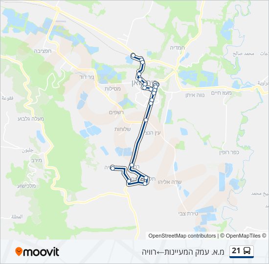 מפת המסלול של קו  21