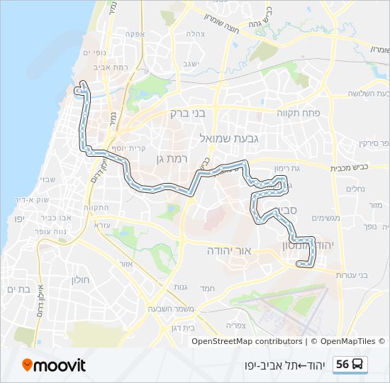מפת המסלול של קו 56 מפת המסלול של קו 56