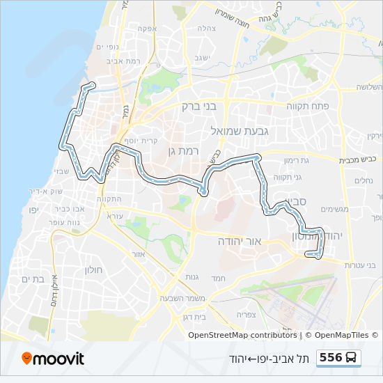 מפת המסלול של קו 556 מפת המסלול של קו 556