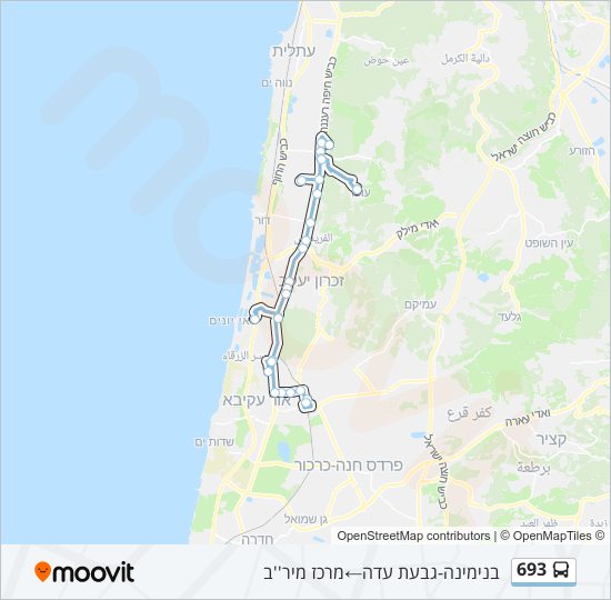 מפת המסלול של קו  693