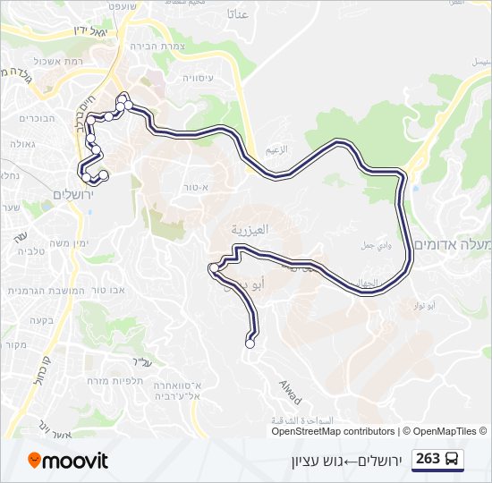 מפת המסלול של קו  263