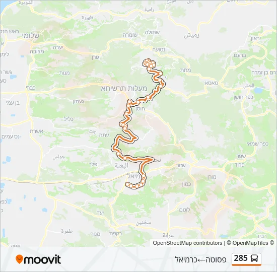 Автобус 285: карта маршрута