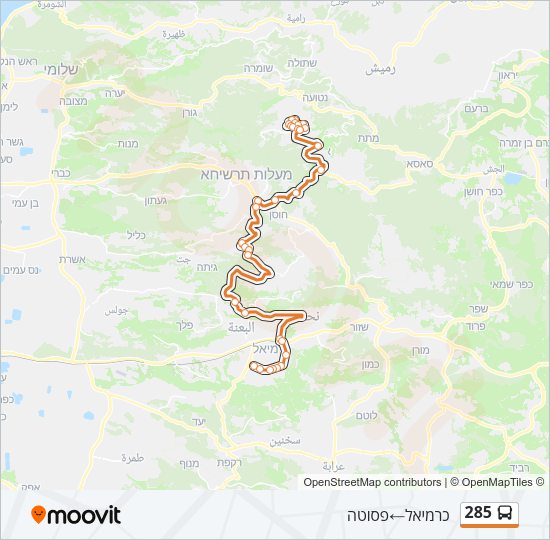 Автобус 285: карта маршрута