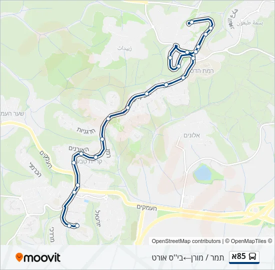 85א Bus Line Map