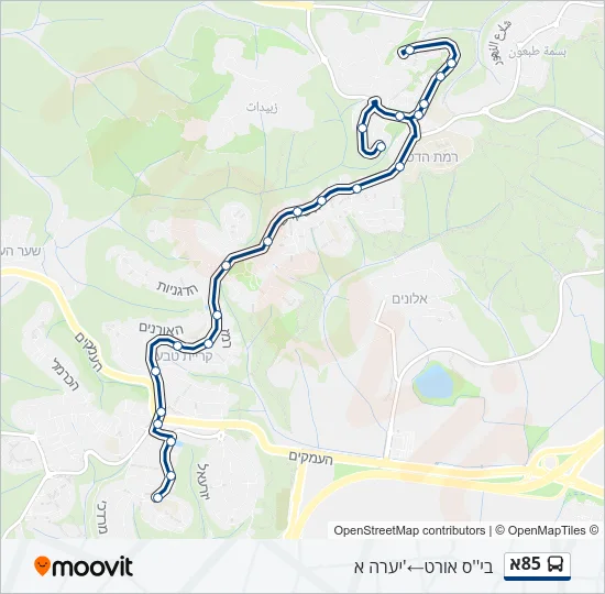 85א Bus Line Map