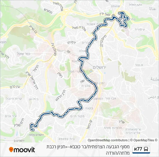77א Bus Line Map