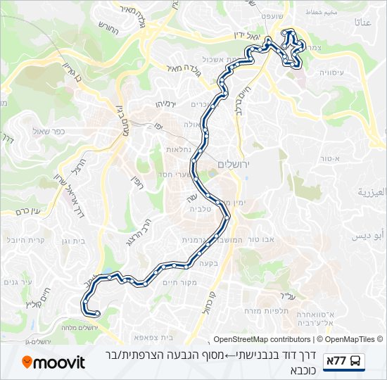 Автобус 77א: карта маршрута