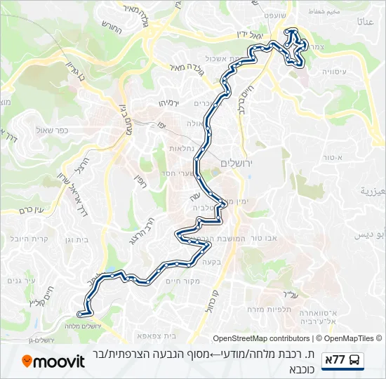 77א Bus Line Map