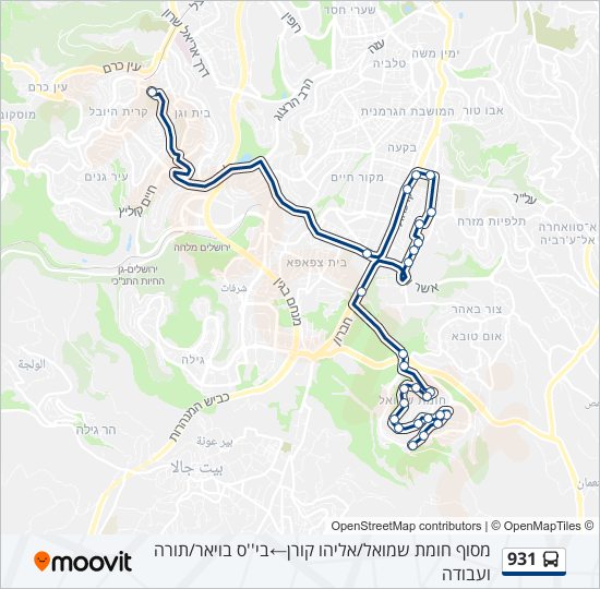 Автобус 931: карта маршрута