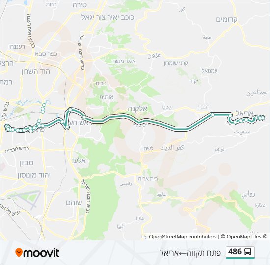 מפת המסלול של קו  486