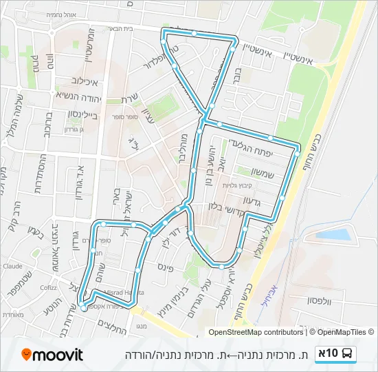 Автобус 10א: карта маршрута